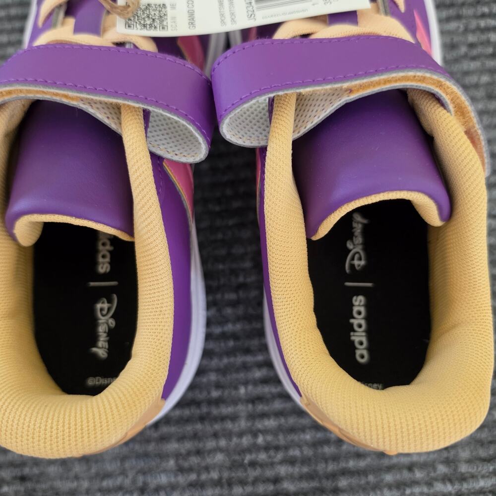 Adidas Disney Minnie Mouse Grand Court Kid's Size 3 Sneakers Purple Yellow Pink - Picture 10 of 12